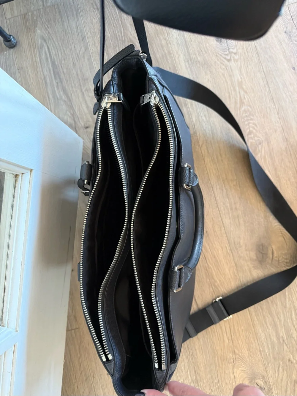 Coach Black Pebble Leather Briefcase/Computer bag with ID Tag